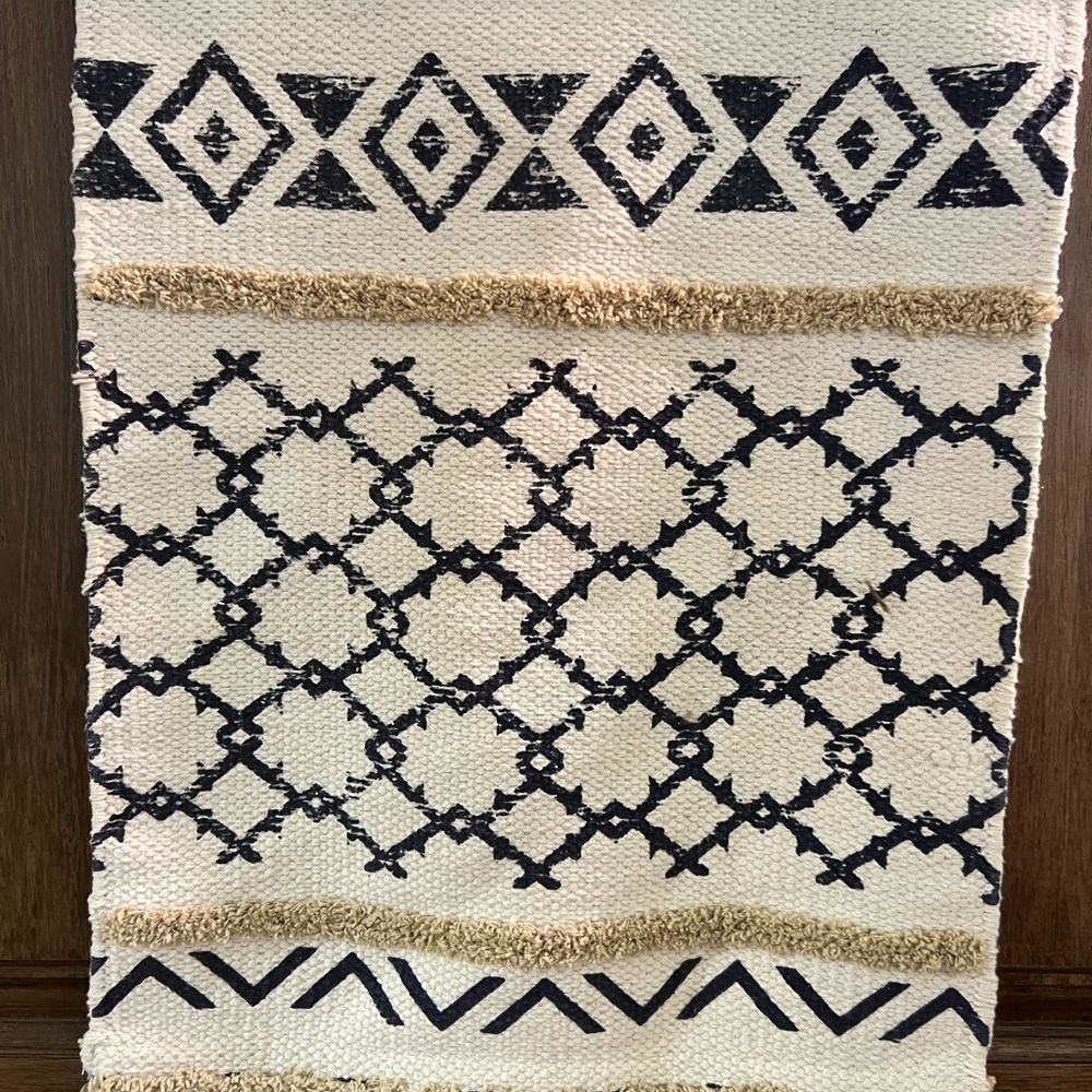 Bohemian Wall Hanging with Black and Cream Patterns - Picture 2 of 5